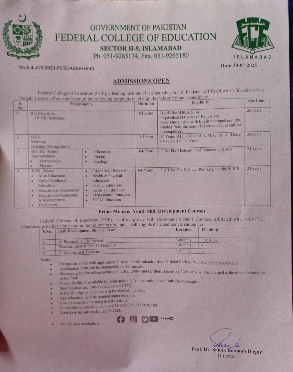 ADMISSIONS OPEN