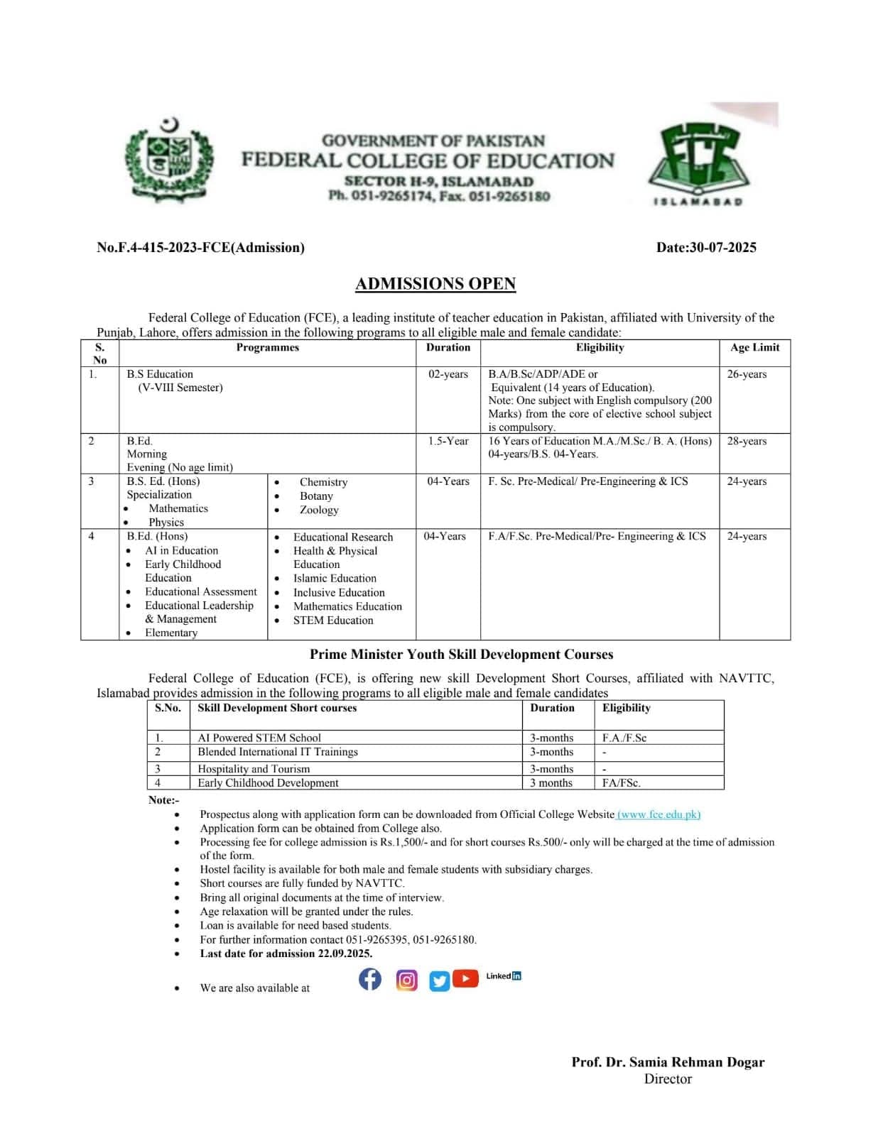 ADMISSIONS OPEN
